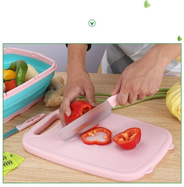 Kitchen 9-in-1 Multifunctional Cutting Boards-Cutting Board for Kitchen-Collapsible Chopping Board-Space Saver-Fruit & Vegetable Slicer Kit-Drain Basket - Image 4