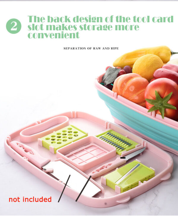 Kitchen 9-in-1 Multifunctional Cutting Boards-Cutting Board for Kitchen-Collapsible Chopping Board-Space Saver-Fruit & Vegetable Slicer Kit-Drain Basket - Image 2