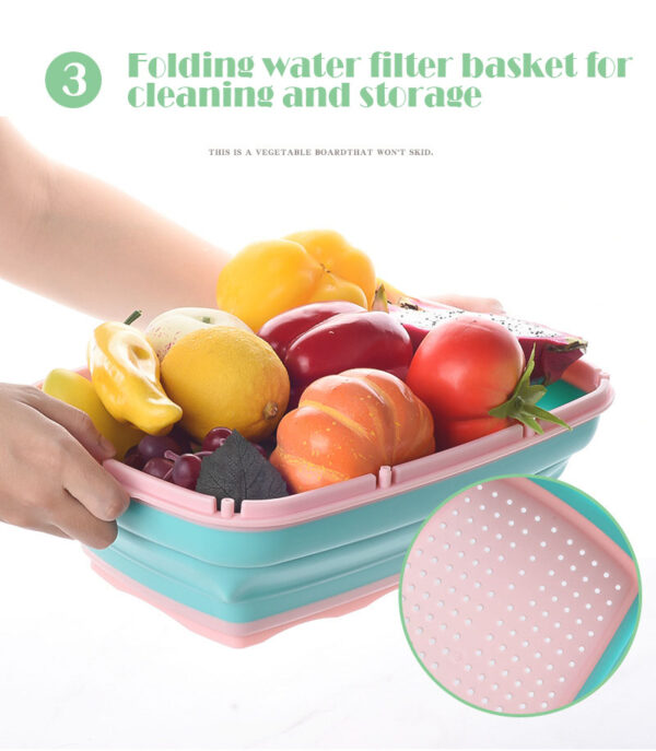 Kitchen 9-in-1 Multifunctional Cutting Boards-Cutting Board for Kitchen-Collapsible Chopping Board-Space Saver-Fruit & Vegetable Slicer Kit-Drain Basket - Image 9