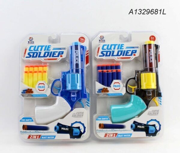 Cutie Soldier 2 IN 1 Dual Function Bullet and Water Blast Soft Shooting Blaster Toy Shoot Series